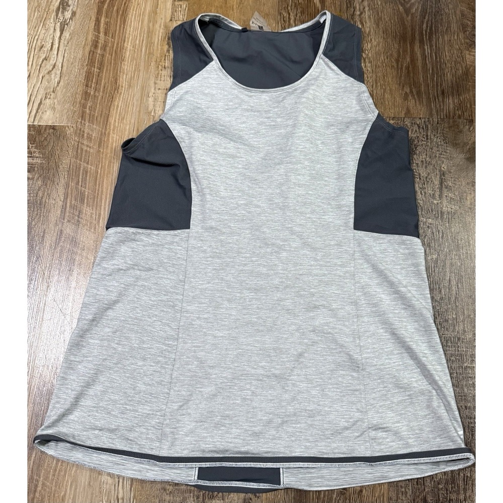 Second Skin Tank Top Womens XL Gray Colorblock Athleisure Stretch Lightweight